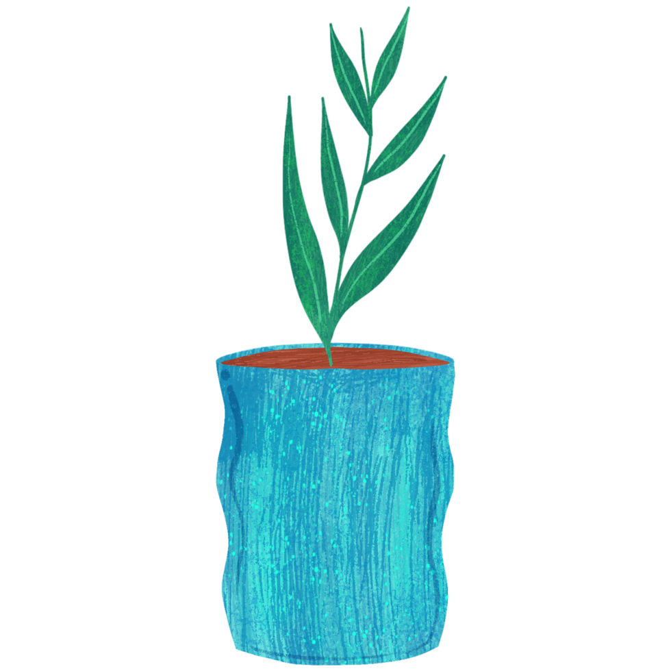 AI generated a plant in a blue pot on a transparent background png