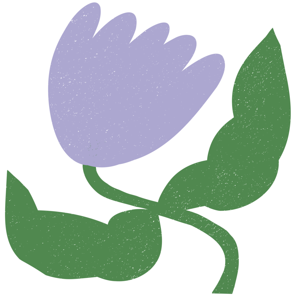AI generated a purple flower with green leaves on a transparent background png
