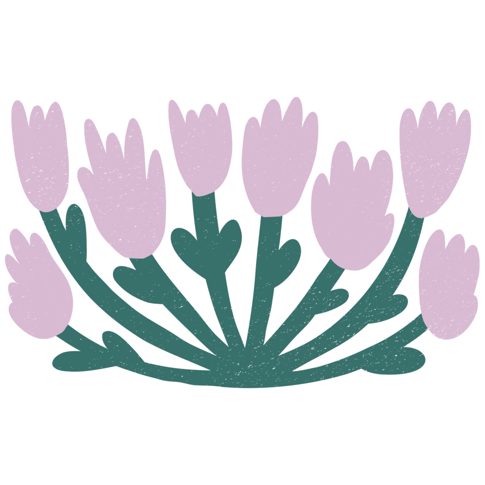 AI generated a bunch of purple flowers on a transparent background png