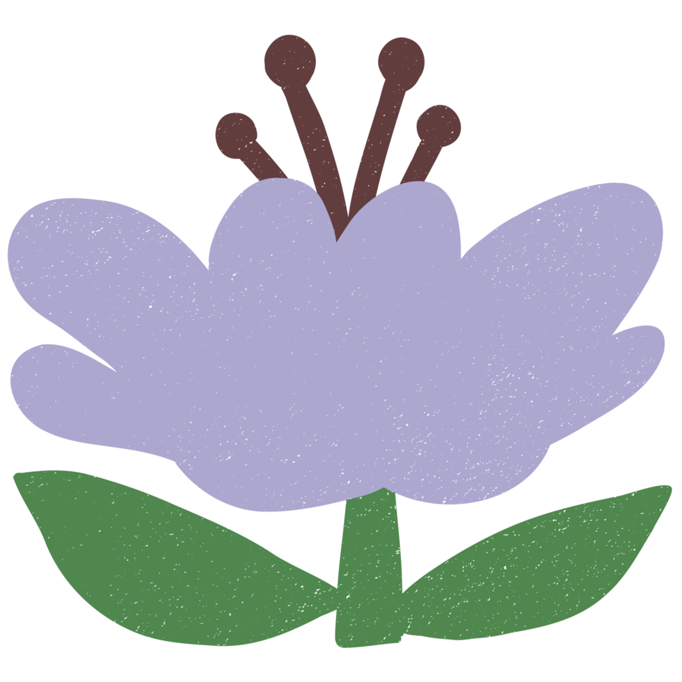 AI generated a purple flower with green leaves and a stem png