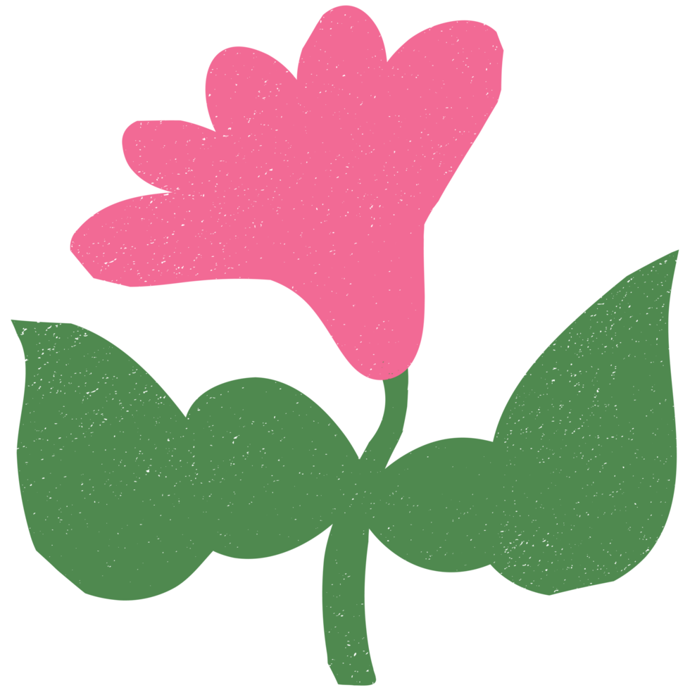 AI generated a pink flower with green leaves on a transparent background png