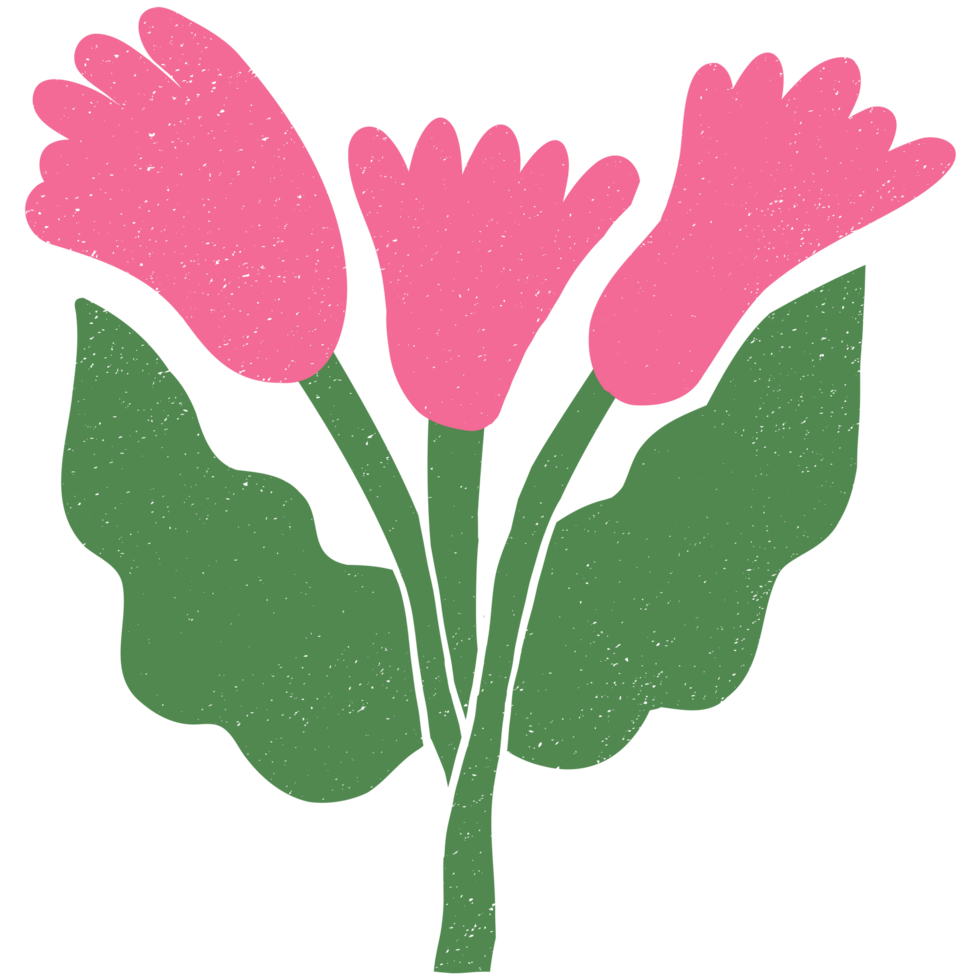 AI generated a pink flower with green leaves on a transparent background png