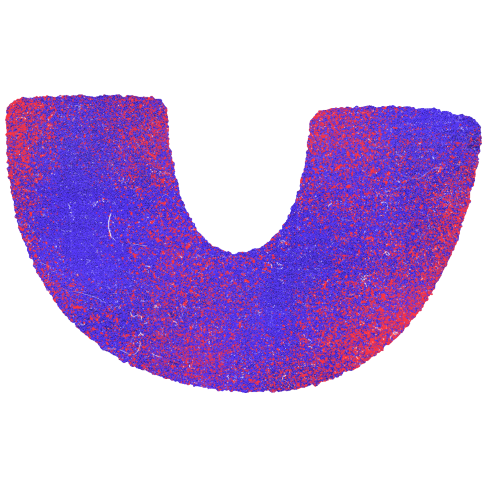 AI generated a letter u with red and blue paint on it png