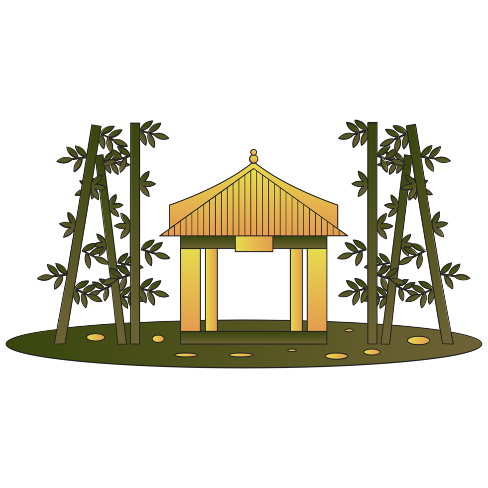 AI generated a golden pagoda in the middle of a bamboo forest png
