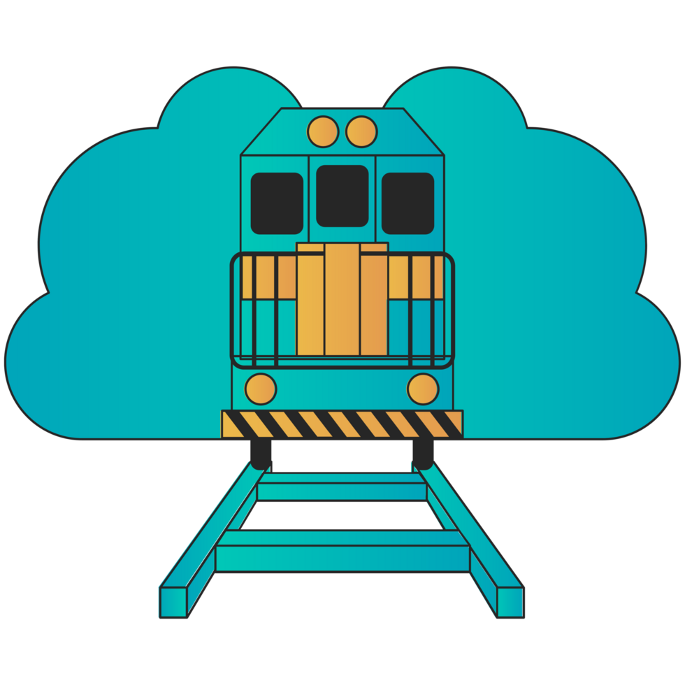 AI generated a train on tracks with clouds in the background png