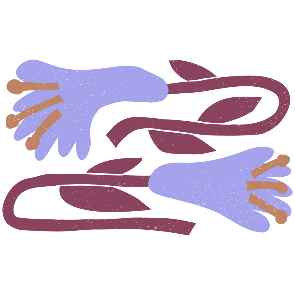 AI generated a pair of purple flowers with leaves on a transparent background png