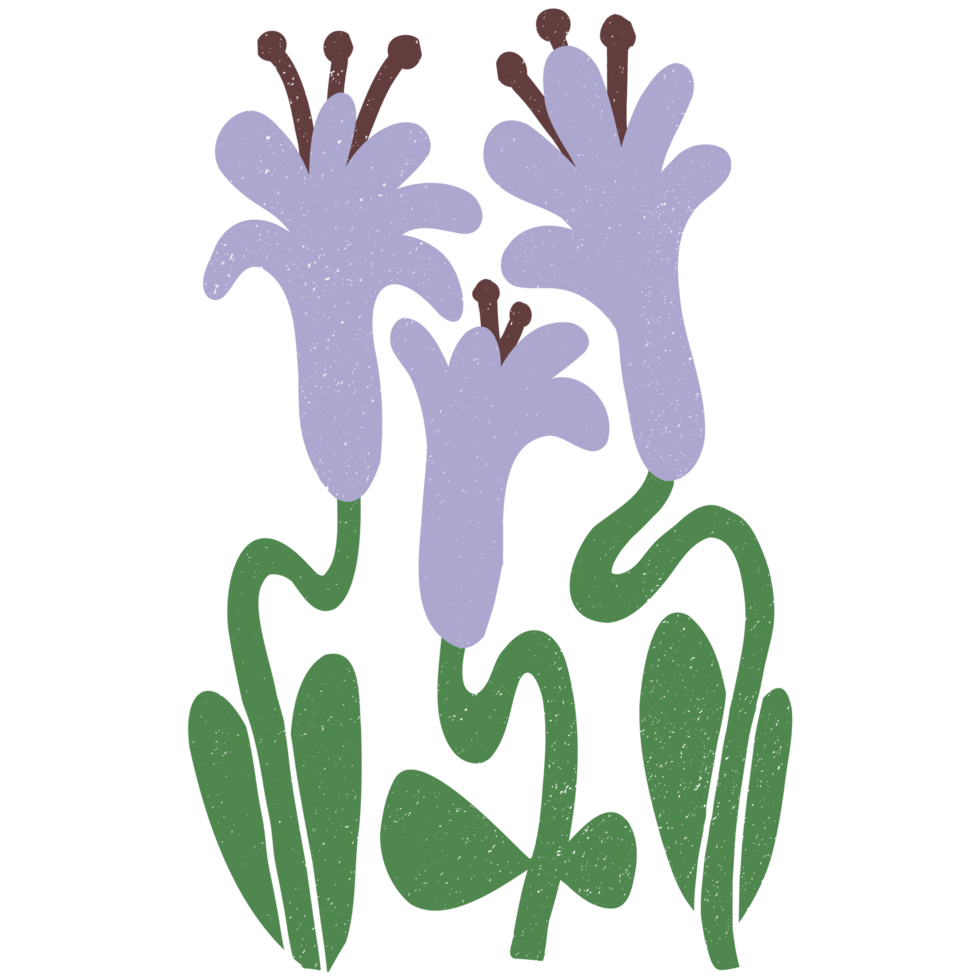AI generated a purple flower with green leaves and stems png