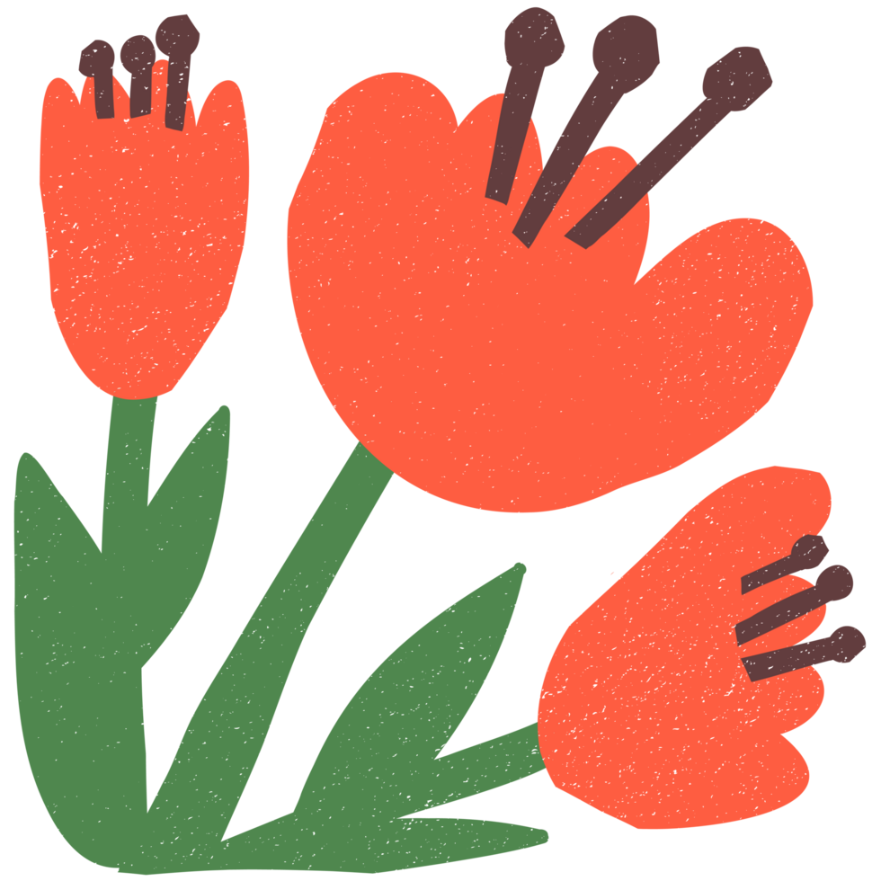 AI generated an orange flower with green leaves and a stem png