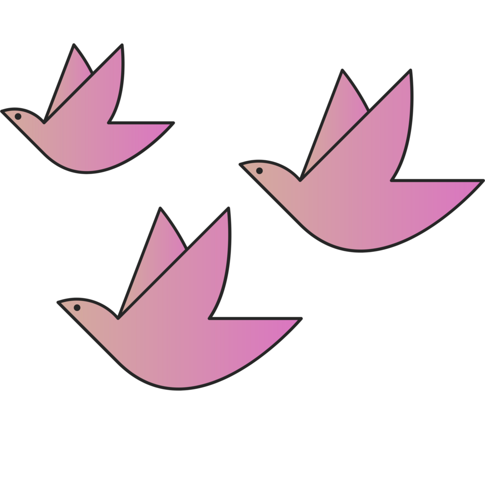 AI generated three pink birds flying in the air png