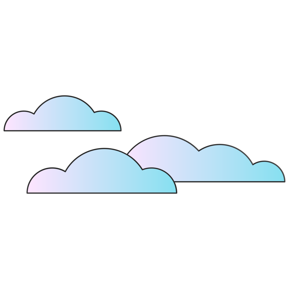 AI generated clouds, blue and pink, on transparent background png