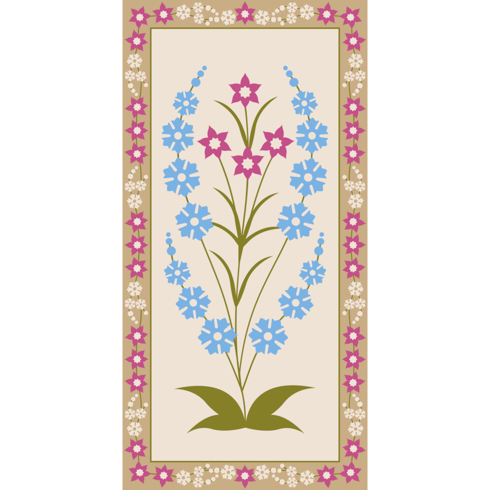 AI generated a floral pattern with blue and pink flowers on a background png