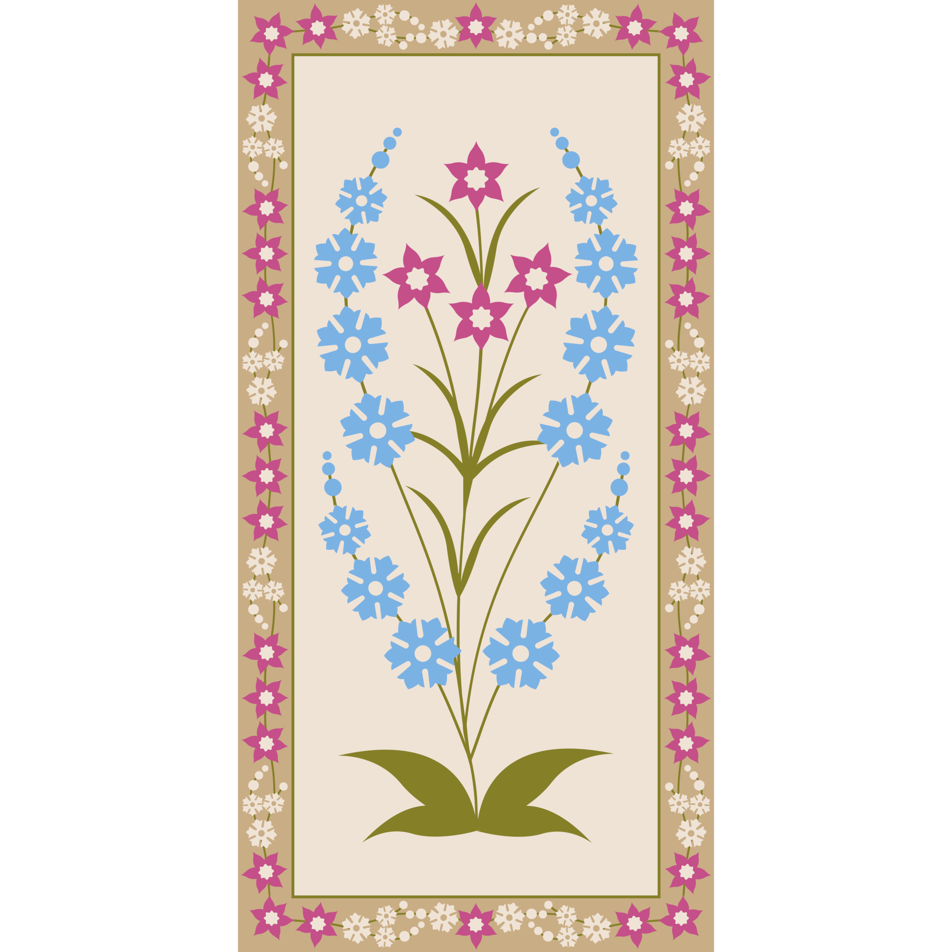 ai-generated-a-floral-pattern-with-blue-and-pink-flowers-on-a
