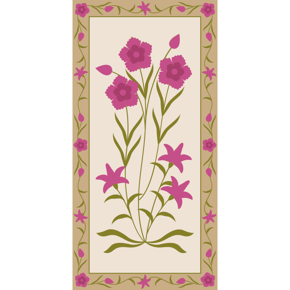 AI generated a floral pattern with purple flowers on a white background png