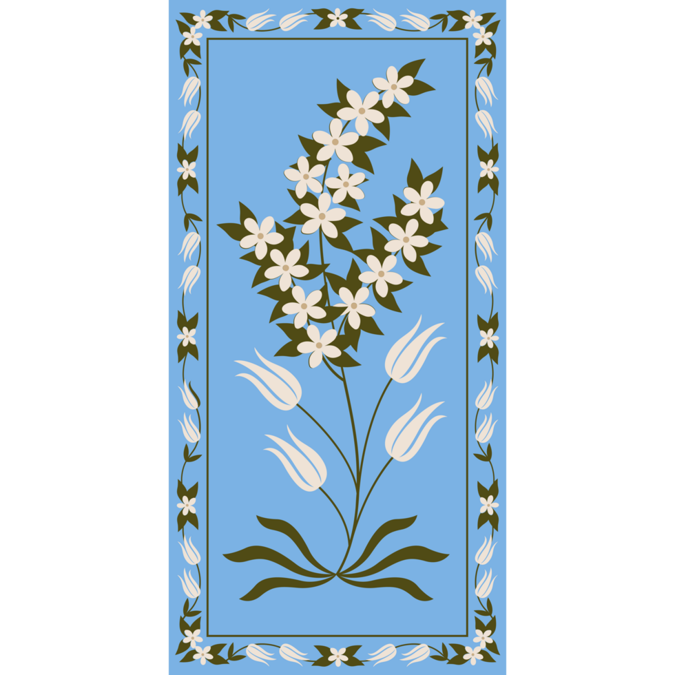 AI generated a blue and white floral pattern on a blue background png