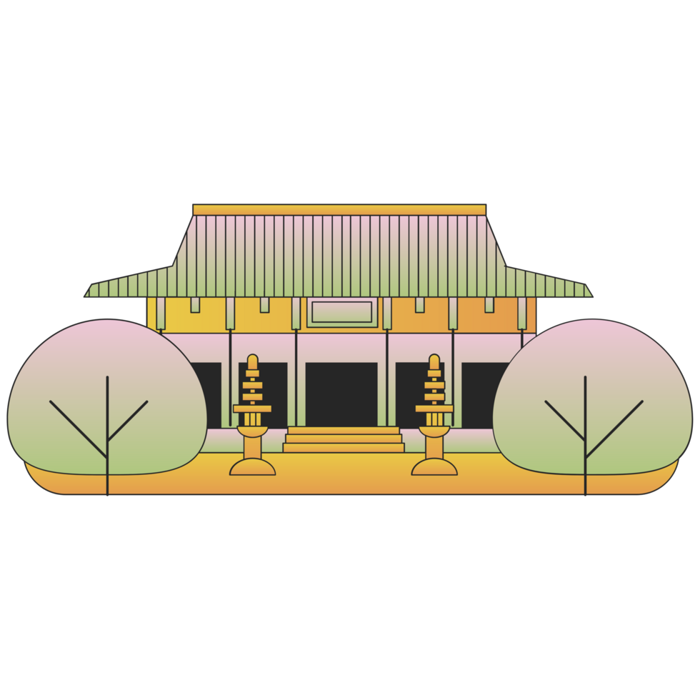 AI generated an asian building with a tree in front of it png