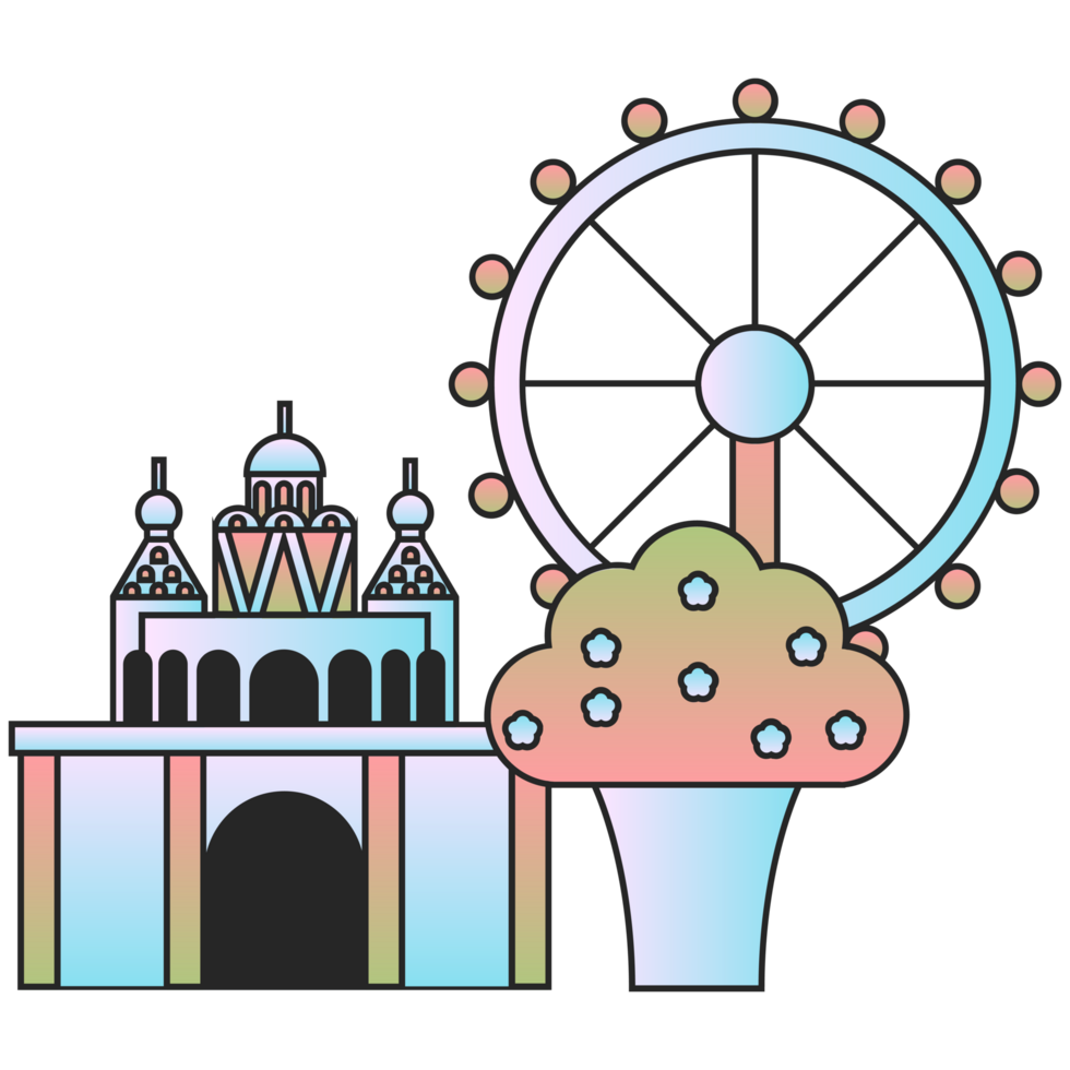 AI generated ferris wheel, amusement park. png