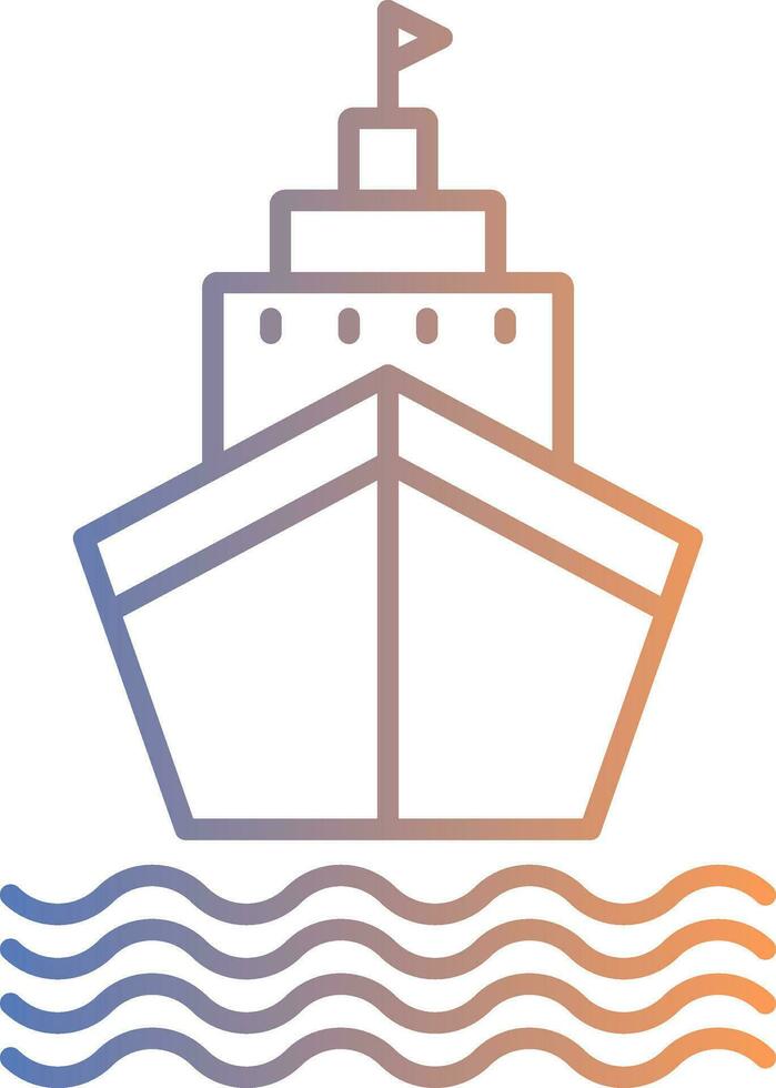 icono de gradiente de línea de barco vector