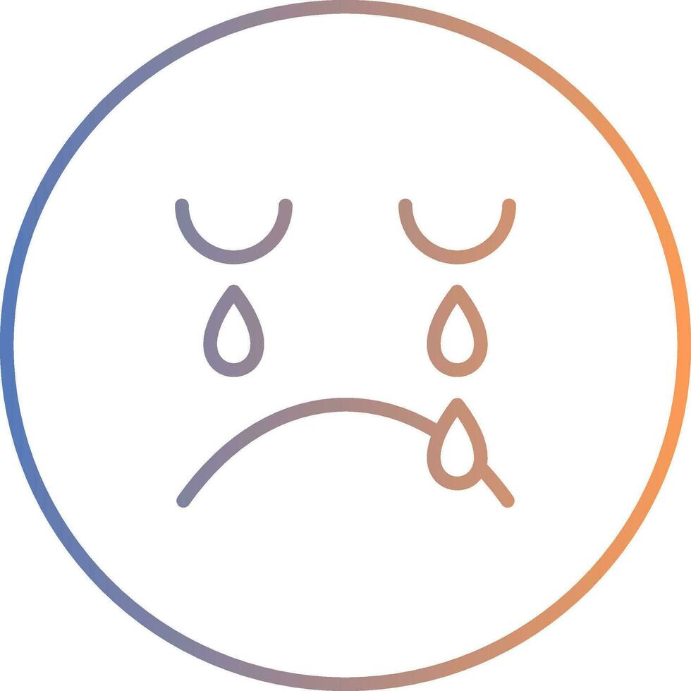 Crying Line Gradient Icon vector
