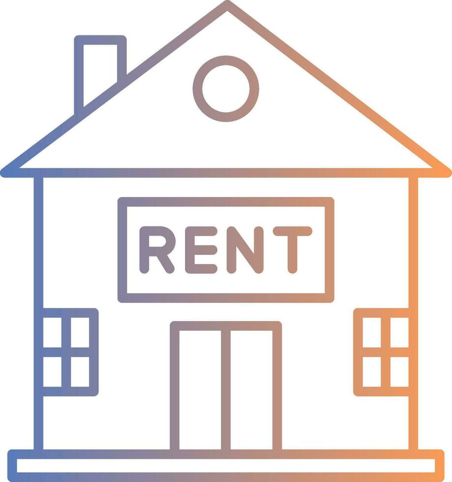 House for Rent Line Gradient Icon vector
