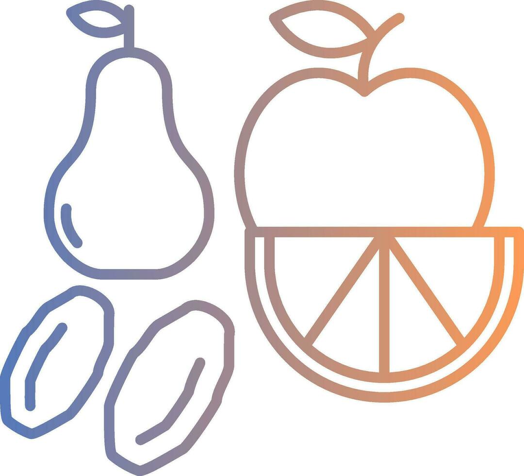 Fruta línea degradado icono vector