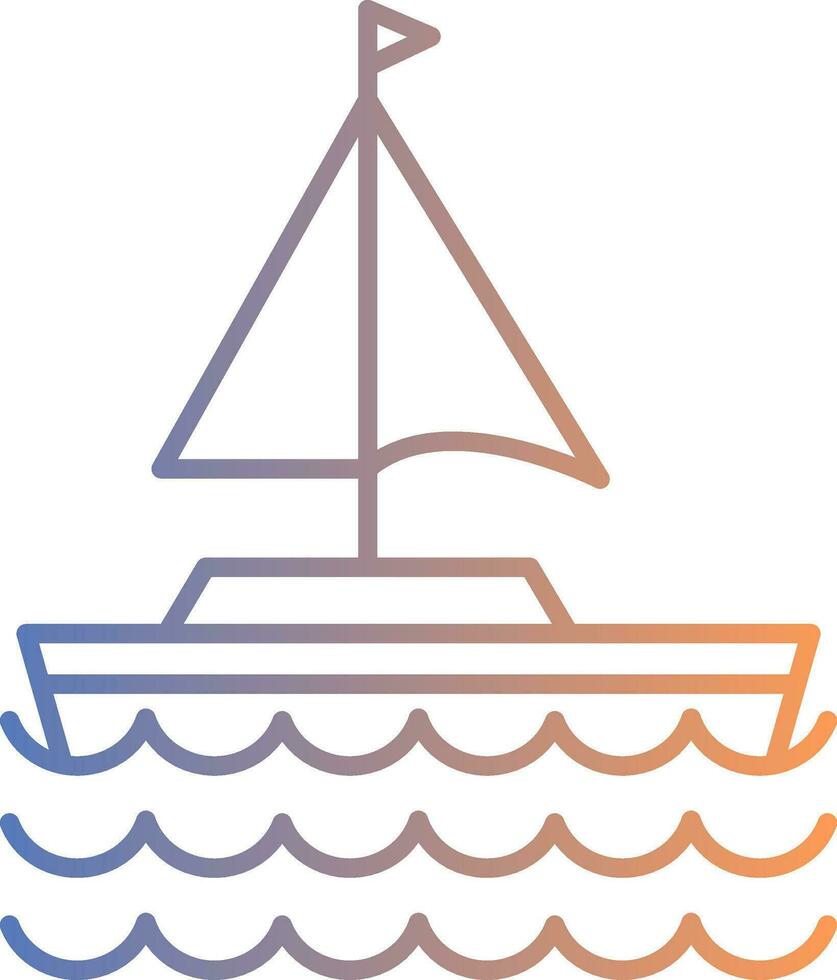 Sail Boat Line Gradient Icon vector