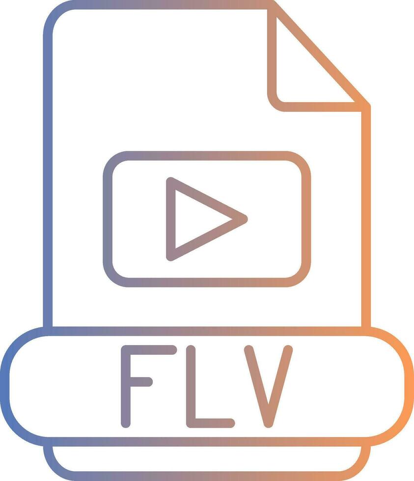 icono de gradiente de línea flv vector