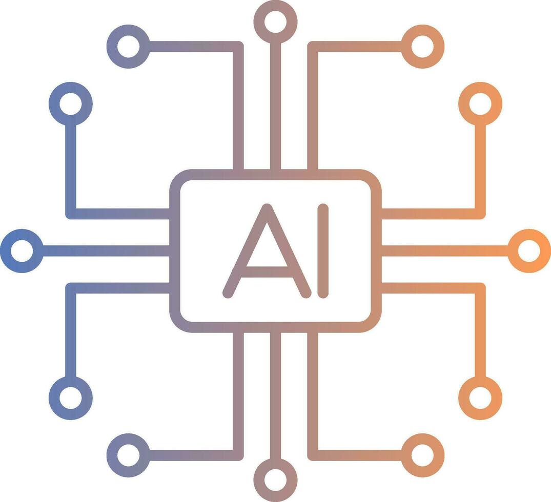 icono de gradiente de línea de inteligencia artificial vector