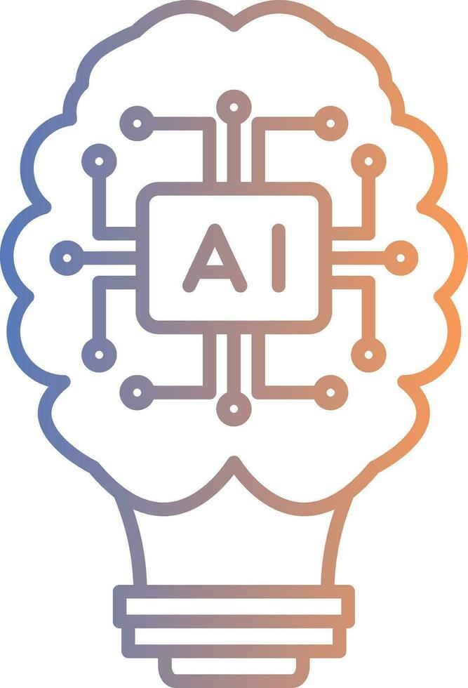 icono de gradiente de línea de inteligencia artificial vector