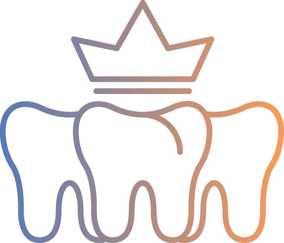 icono de degradado de línea de corona dental vector