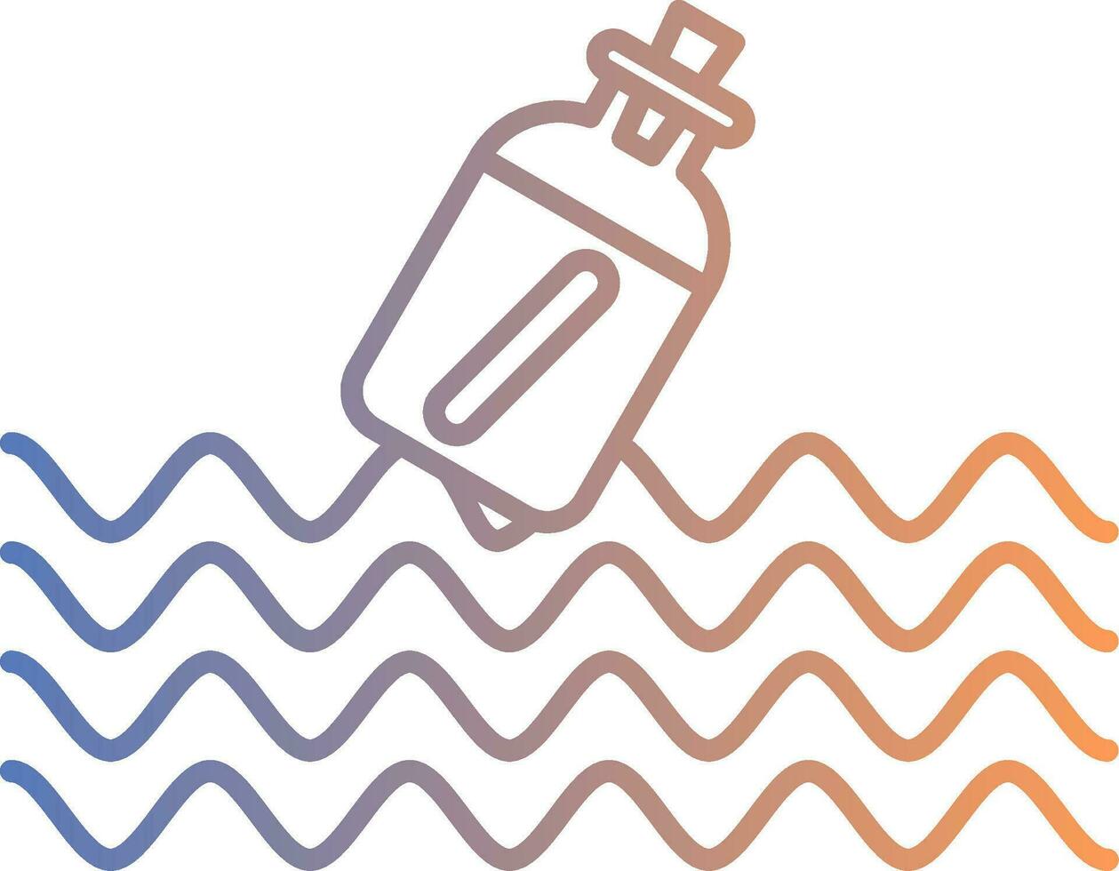 Message In A Bottle Line Gradient Icon vector