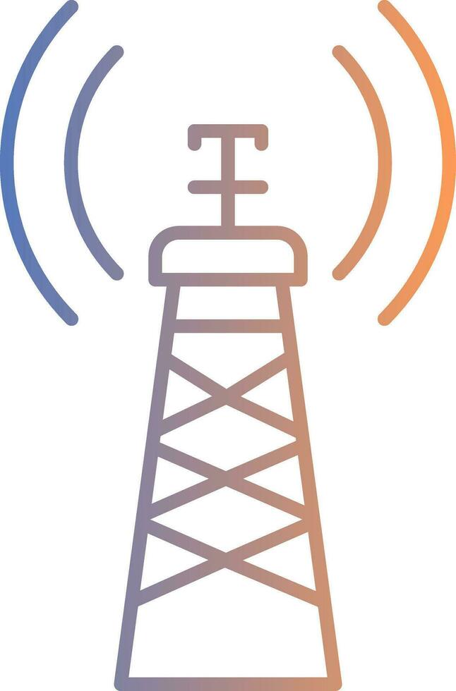Signal Tower Line Gradient Icon vector