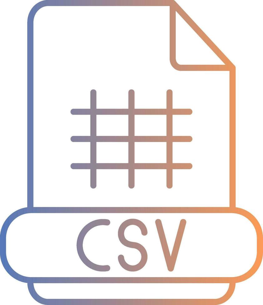 icono de gradiente de línea csv vector