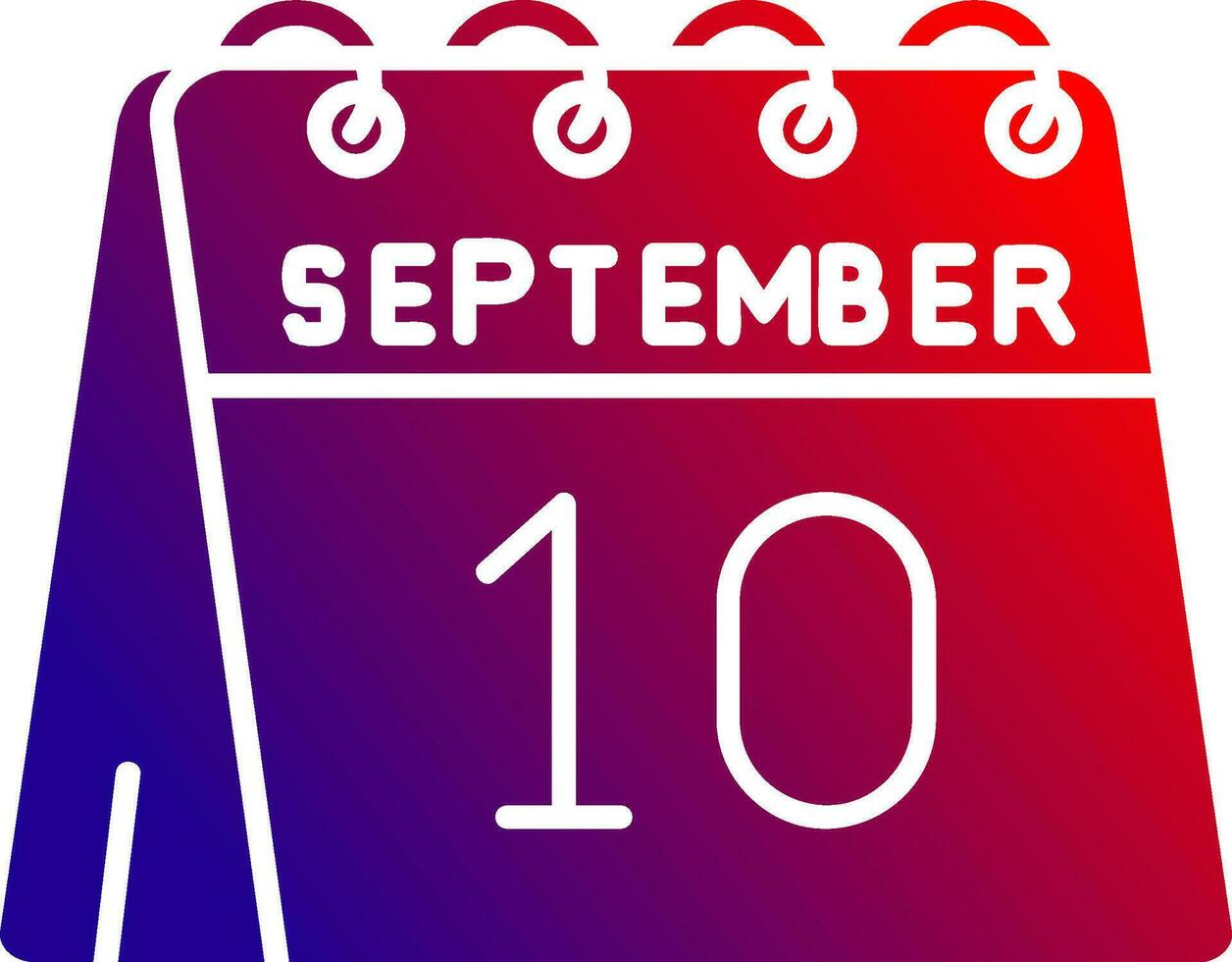 10 de septiembre sólido degradado icono vector