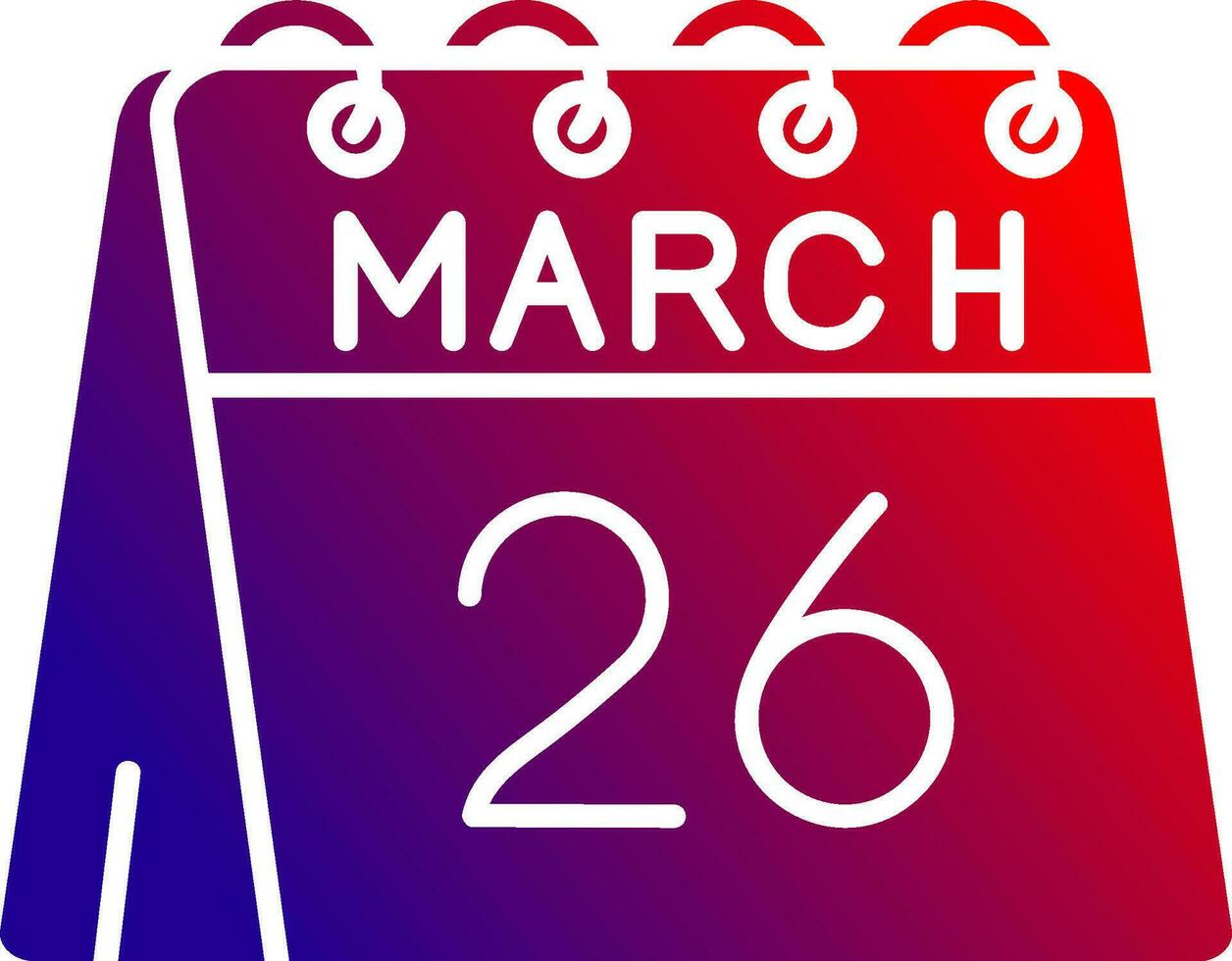 26th of March Solid Gradient Icon vector