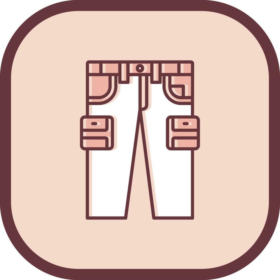 Cargo pants Line filled sliped Icon vector