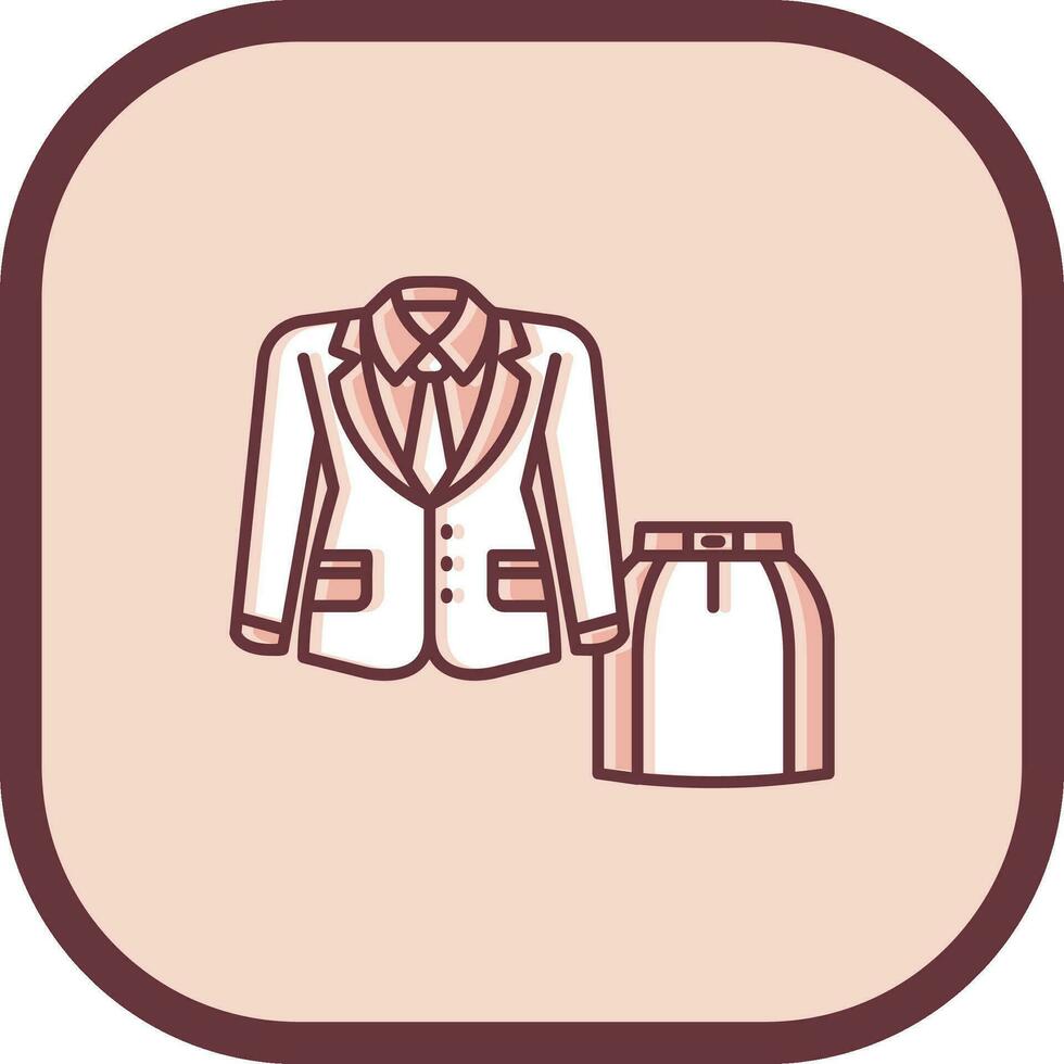 Women suit Line filled sliped Icon vector