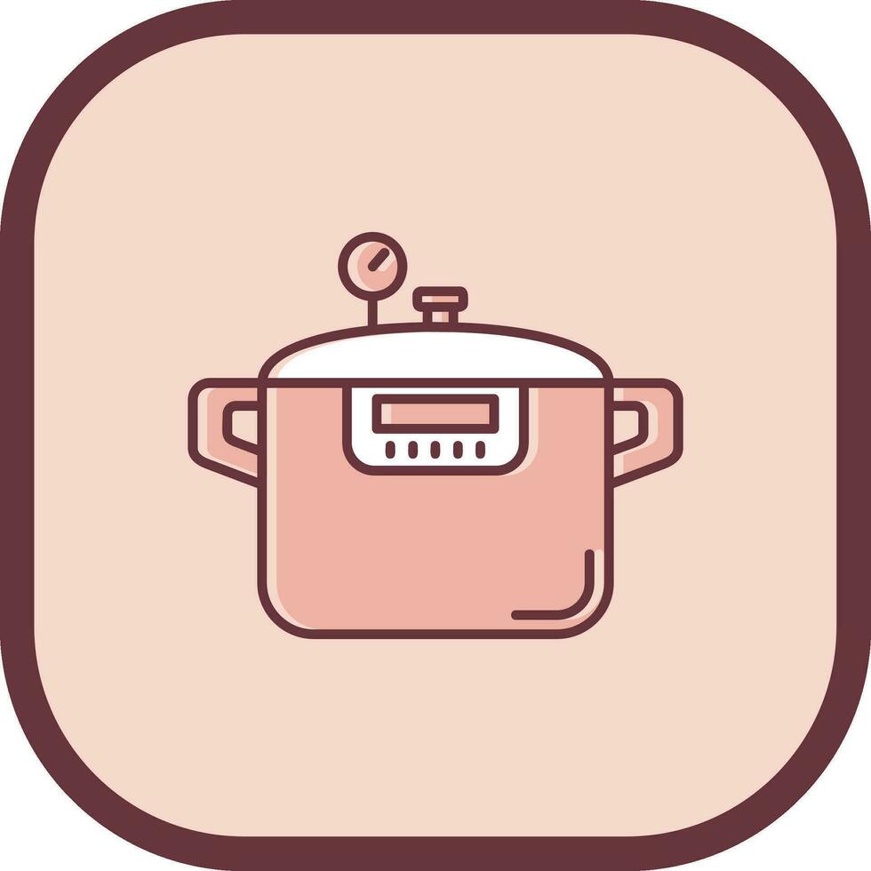 Pressure cooker Line filled sliped Icon vector