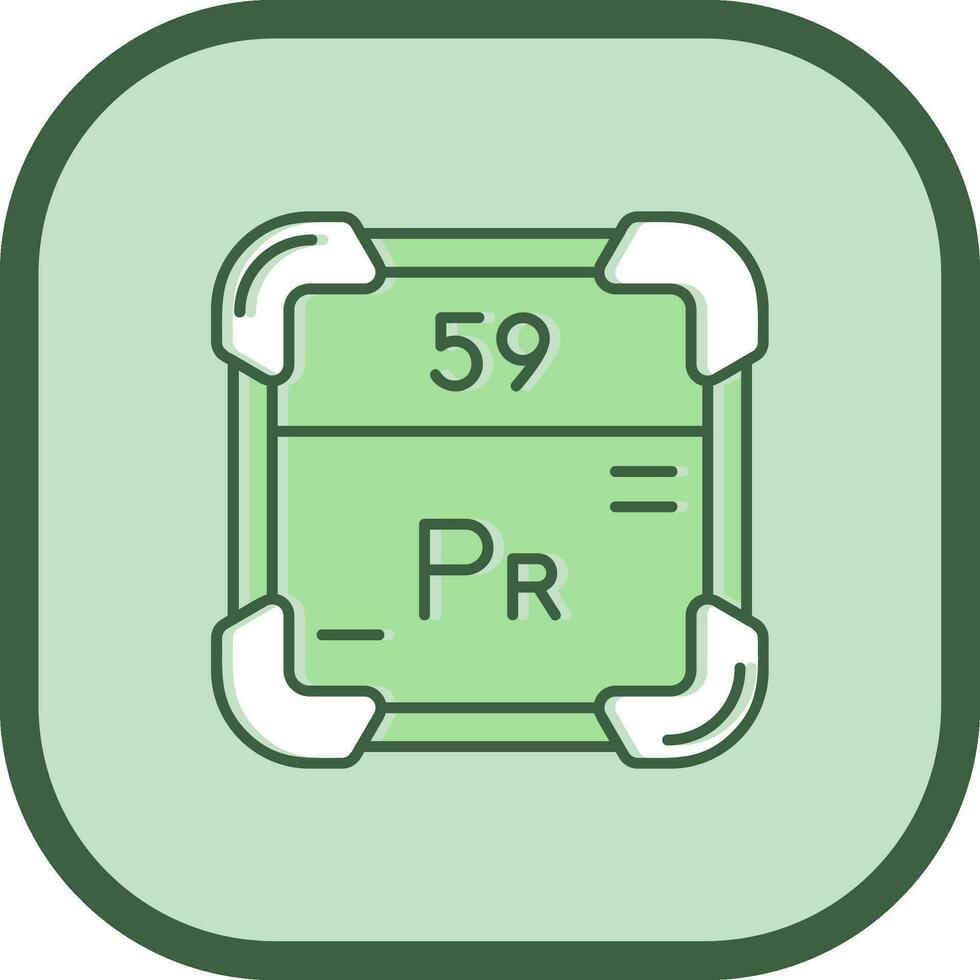 praseodimio línea lleno resbaló icono vector