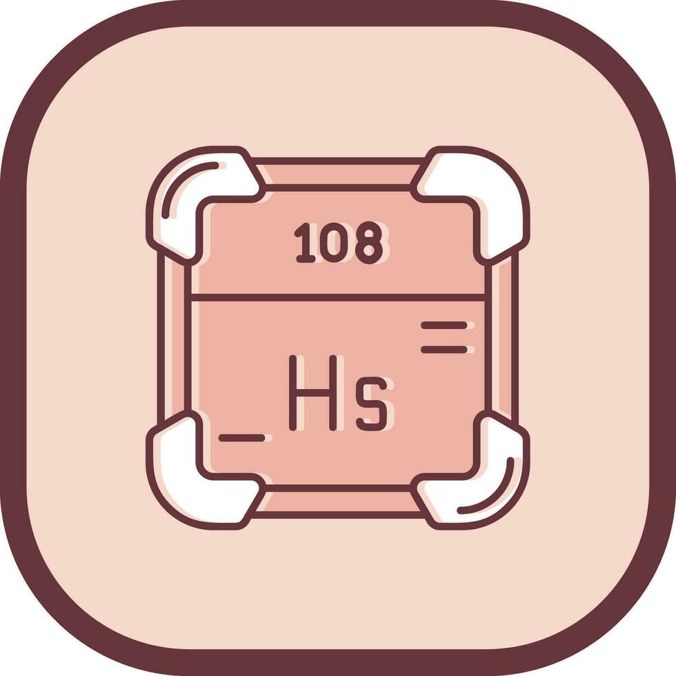 Hassium Line filled sliped Icon vector