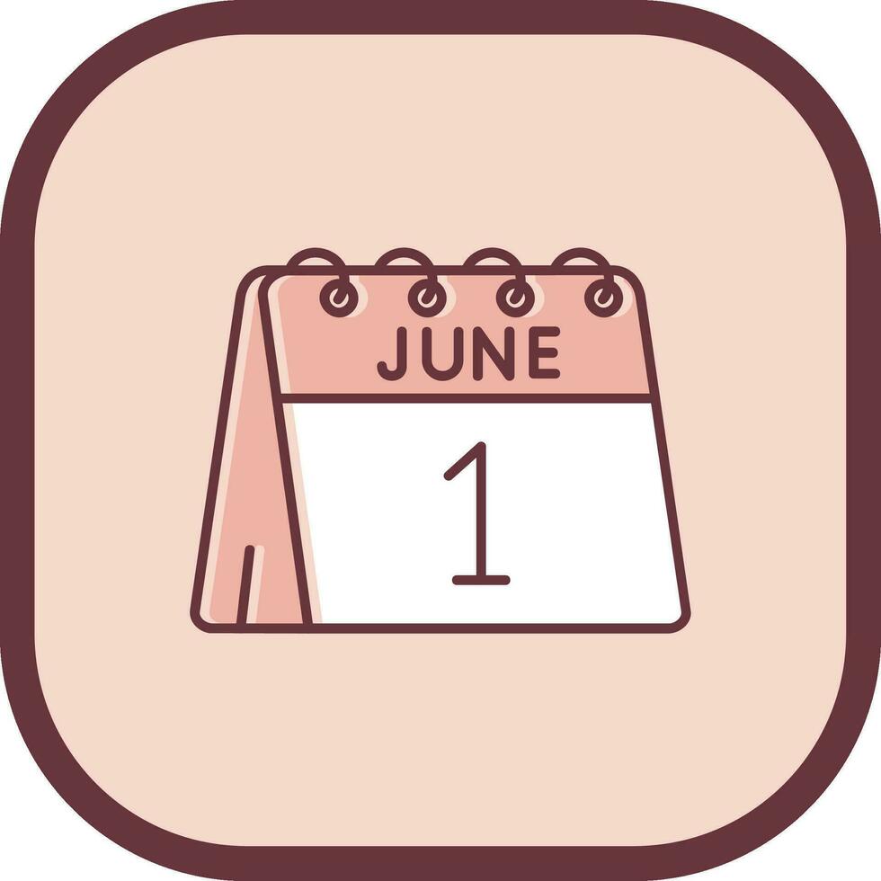 1st of June Line filled sliped Icon vector