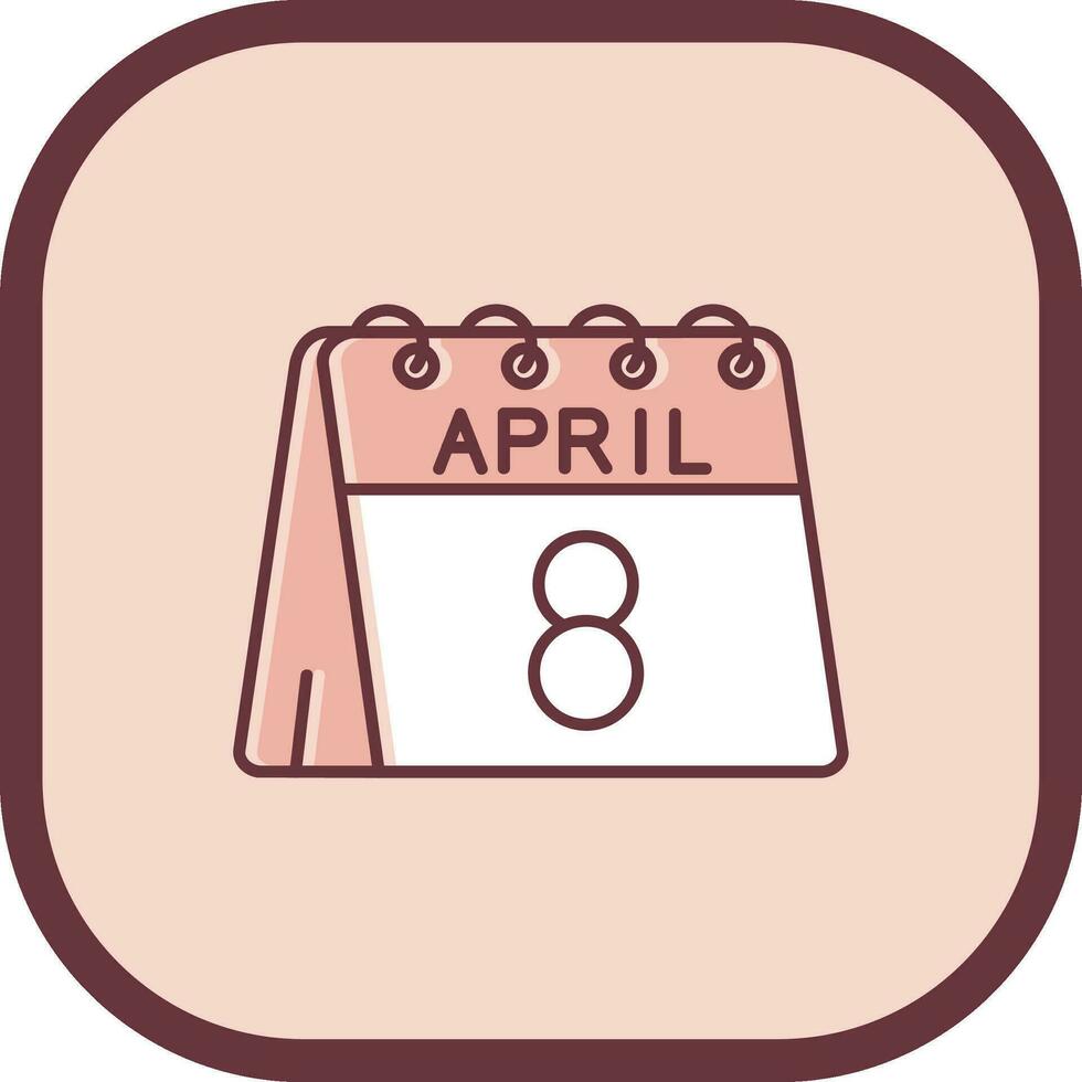 8vo de abril línea lleno resbaló icono vector
