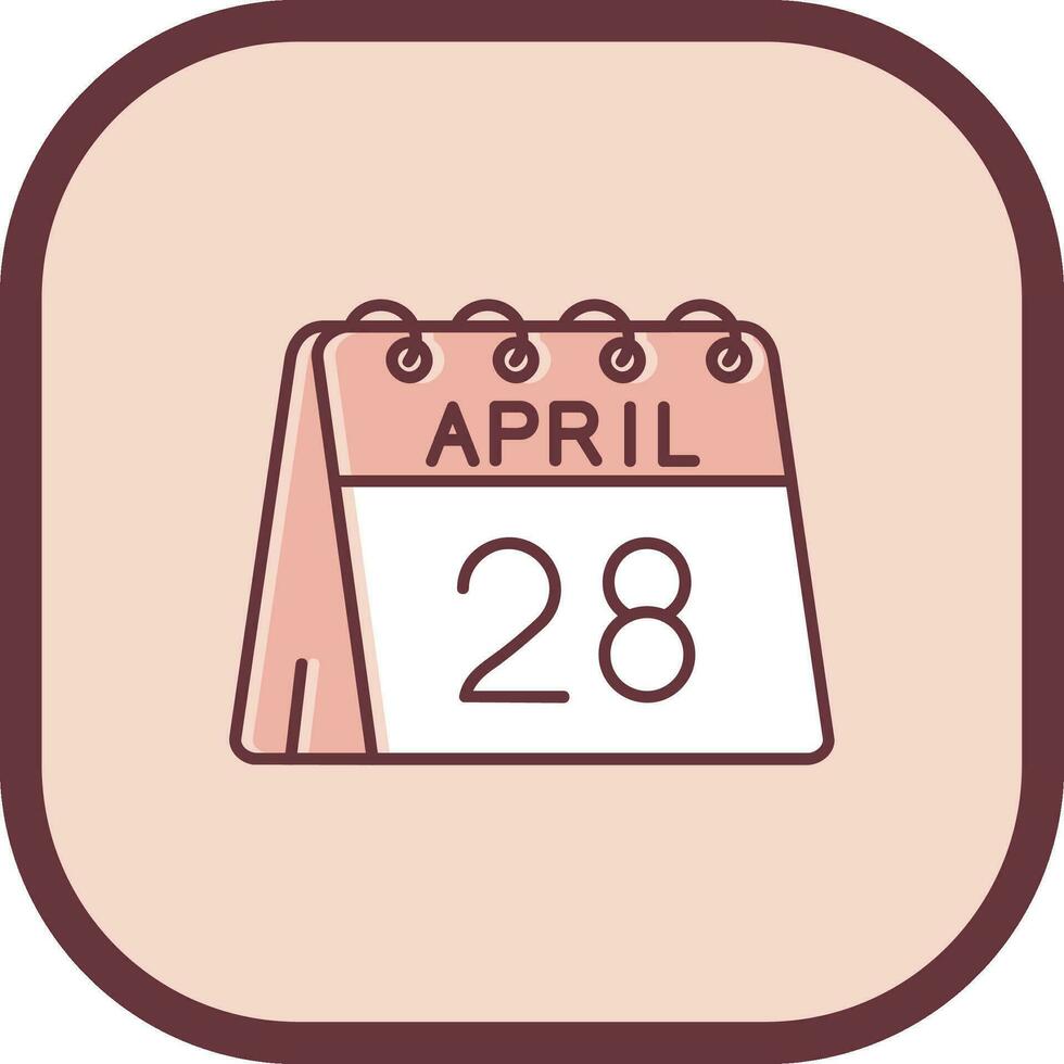 28th of April Line filled sliped Icon vector