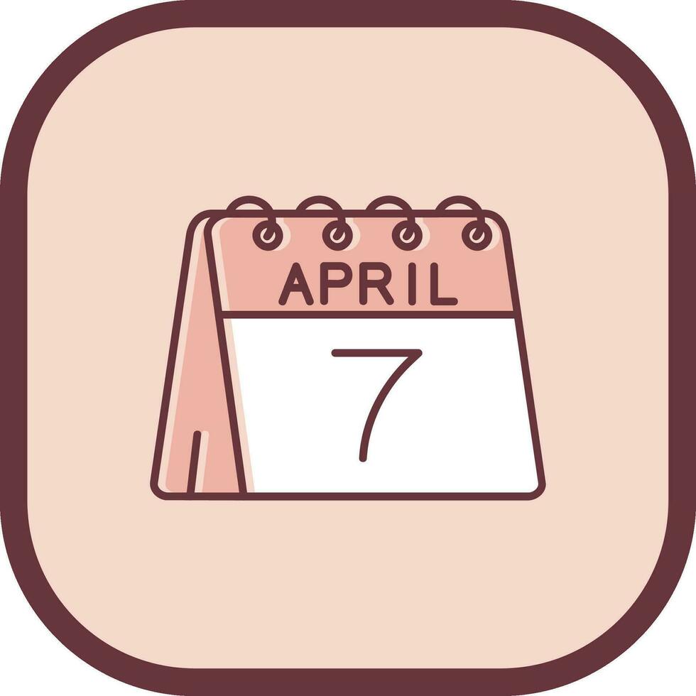 7th of April Line filled sliped Icon vector