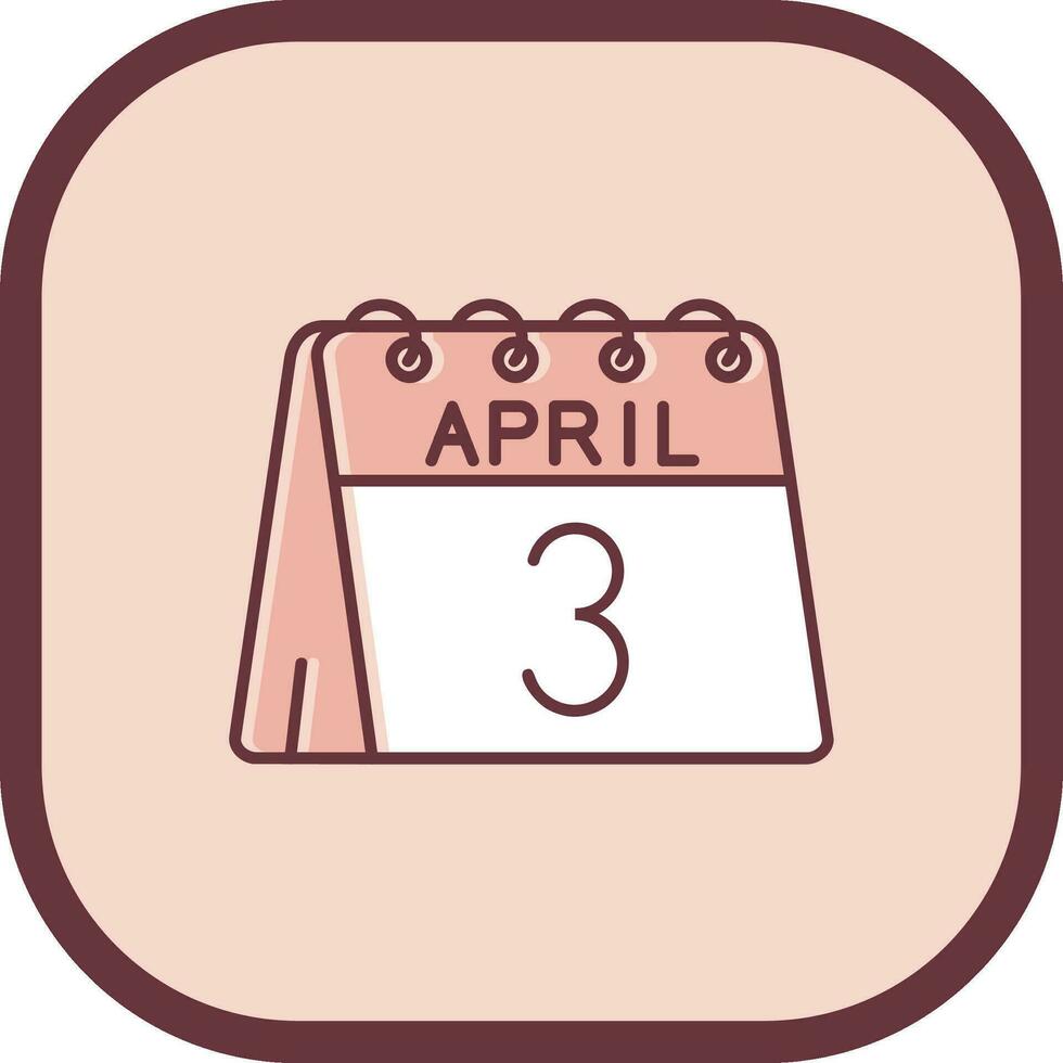 3rd of April Line filled sliped Icon vector