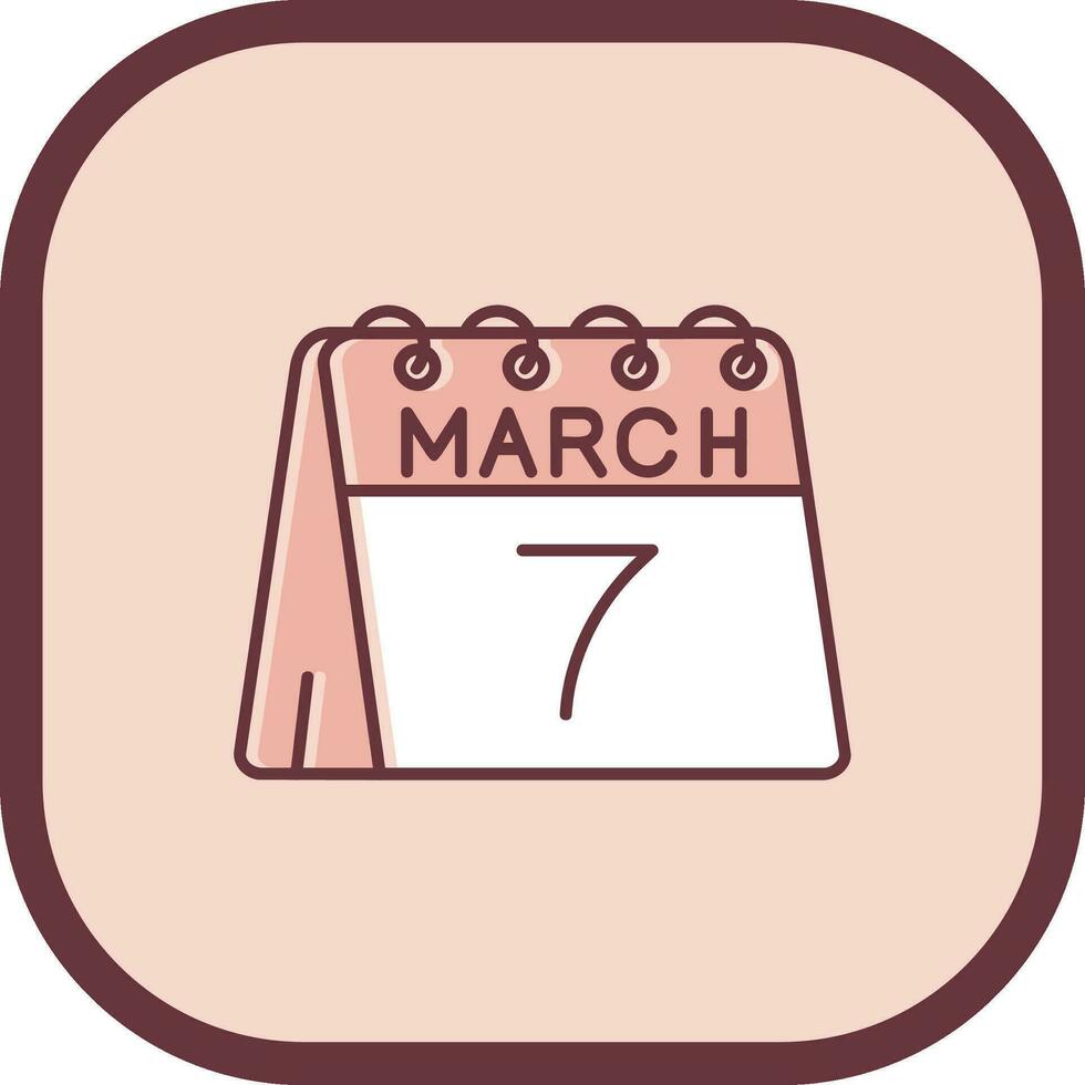 7th of March Line filled sliped Icon vector