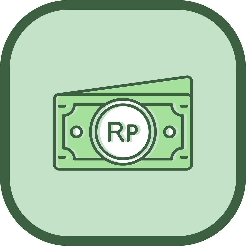 Indonesian rupiah Line filled sliped Icon vector