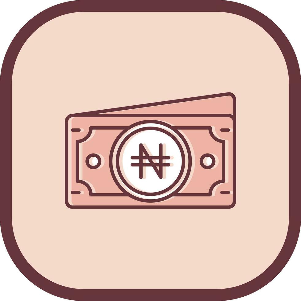 Naira Line filled sliped Icon vector