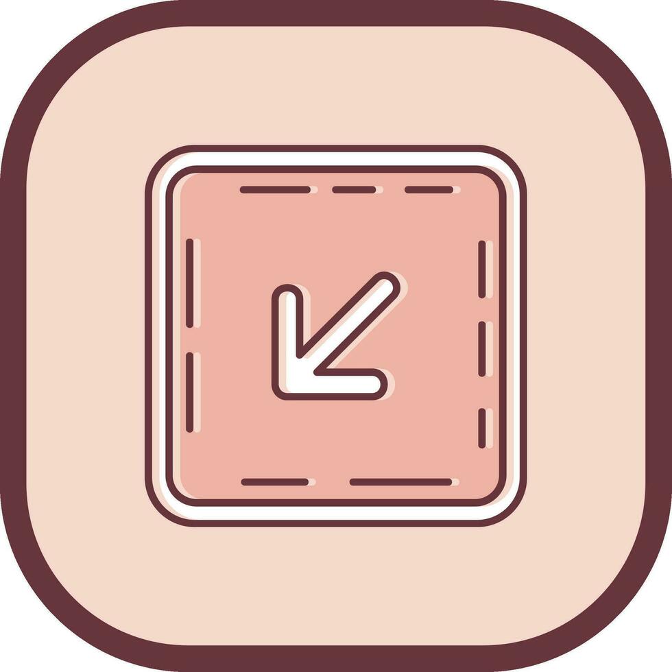 Down left arrow Line filled sliped Icon vector