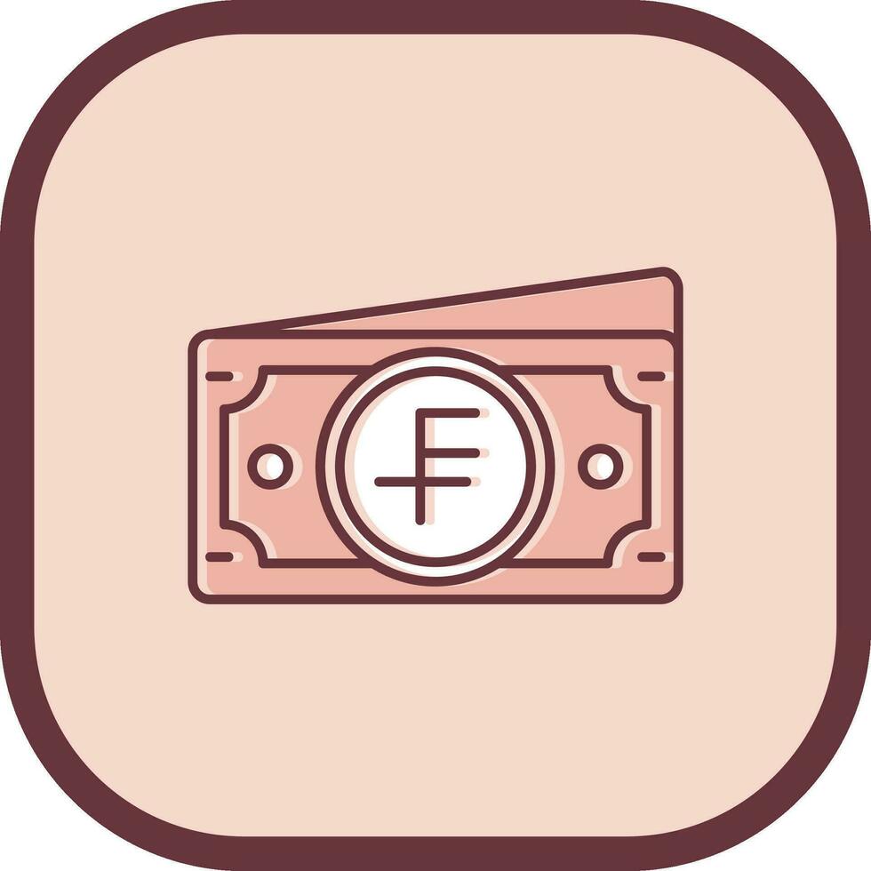Swiss franc Line filled sliped Icon vector