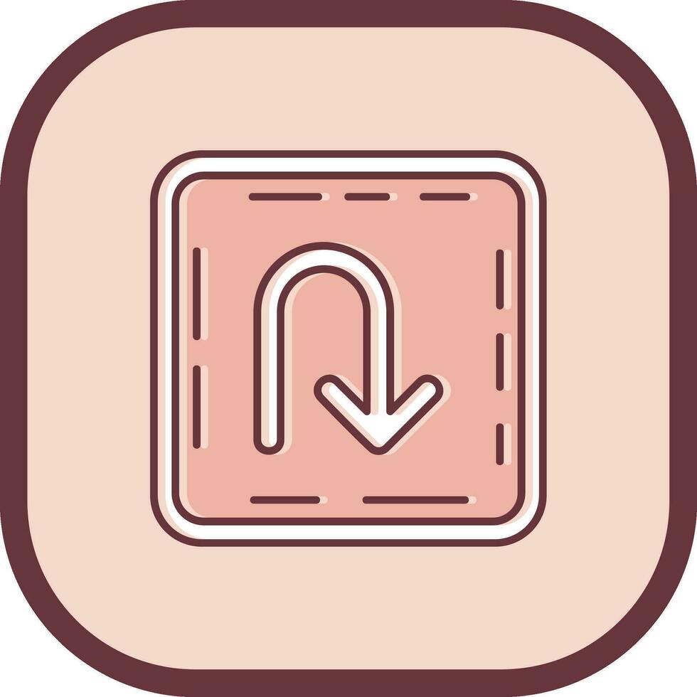 U turn Line filled sliped Icon vector